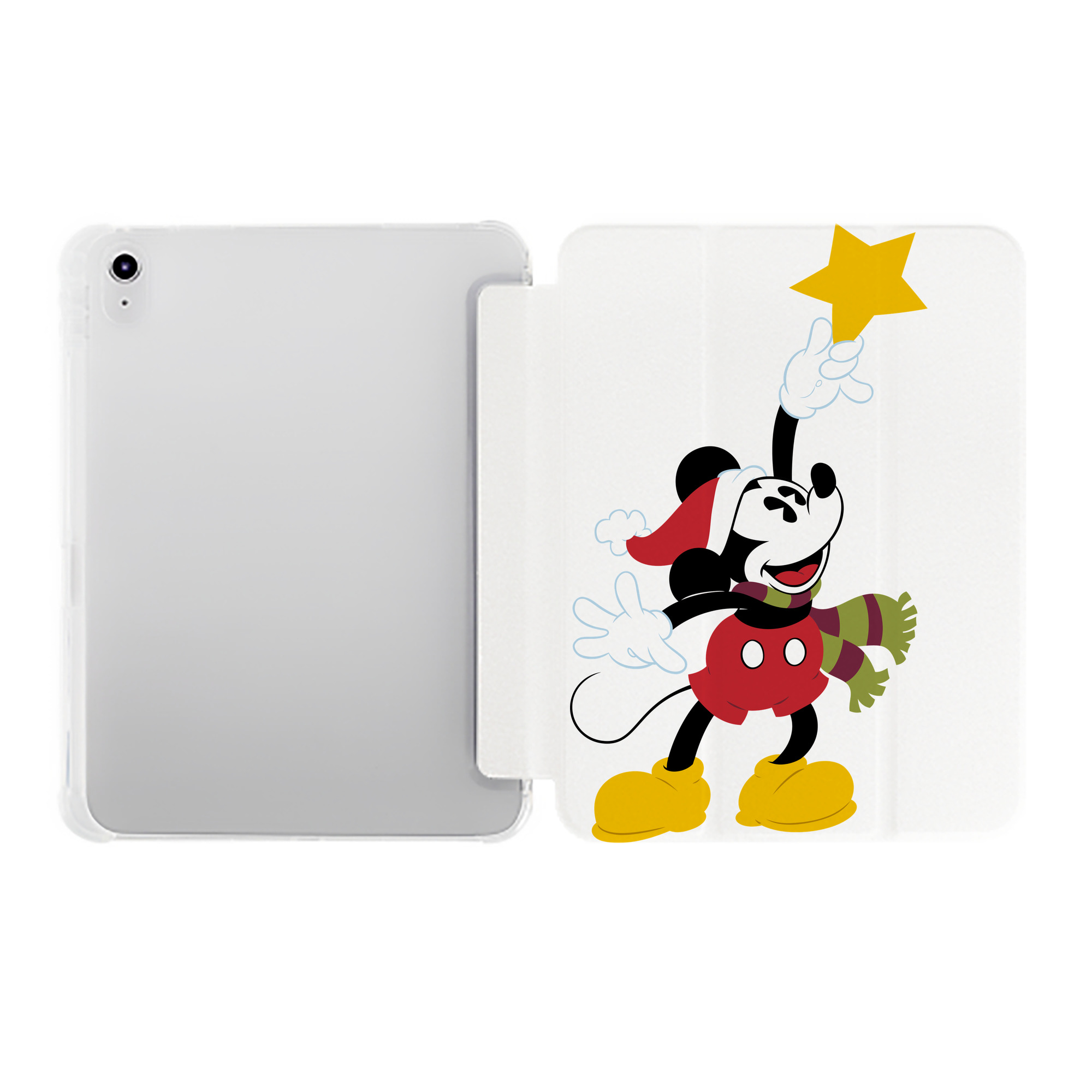 （画像用） ミッキーマウス Mickey Mouse IPad ケース ペン収納付き 三つ折りスタンド PUレザー×シリコン 対応機種9.5/10.5/10.9インチ